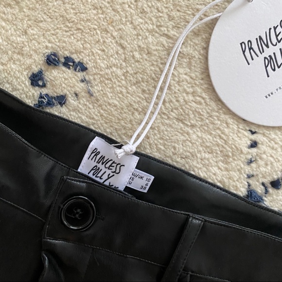 Princess Polly Black Flared Leather Pants - Picture 3 of 4